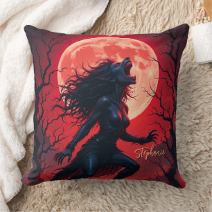 Horror Halloween Werewolf Lady Full Moon Kissen