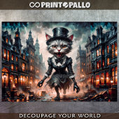 Horror-Jungkatze, die im Terror der Londoner Stadt Seidenpapier