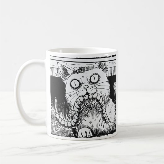 Horror-Katze Anime-Kunst Kaffeetasse (Links)