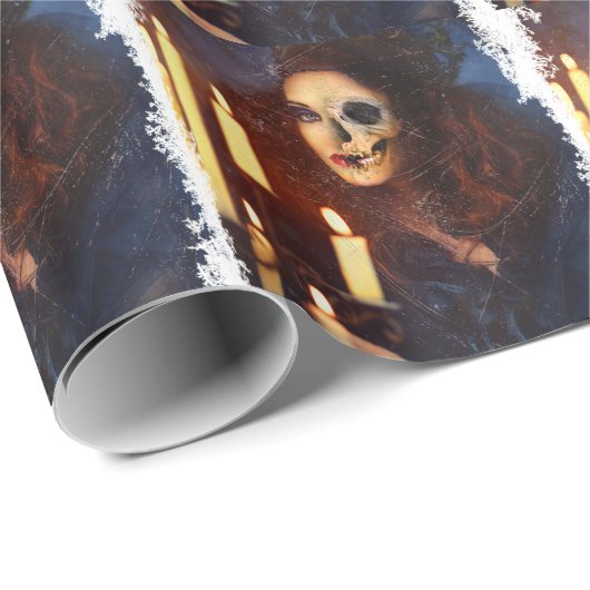 Horror-Mädchen-Kerzen-Freak-Creepy Horror Geschenkpapier (Rolleneckpunkt)
