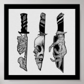 Horror Messer, Dotwork-Stil - Druck Poster (Vorne)