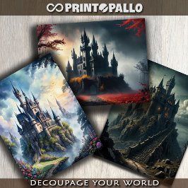 Horror mittelalterliche Fantasy Burgen Geschenkpapier Set