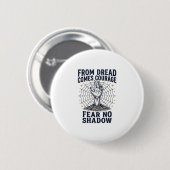 Horror Motivations-Shirt mit Undead Courage Zitat Button (Vorne & Hinten)