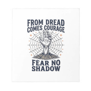 Horror Motivations-Shirt mit Undead Courage Zitat Notizblock
