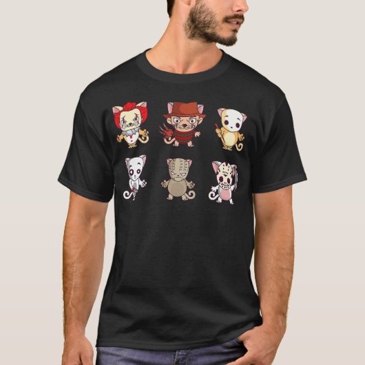 Horror Movie Characters Cat T-Shirt (Vorderseite)