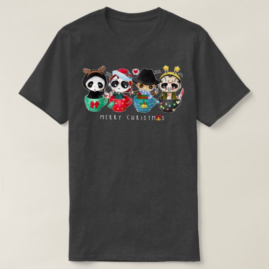 Horror Movie Merry Christmas Chibi Characters Cute T-Shirt (Design vorne)