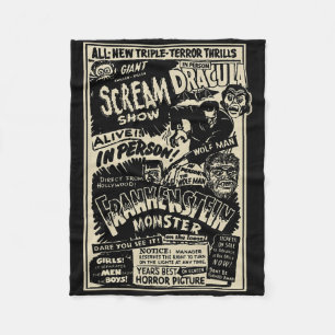 Horror Movie Monster Mummy Dracula Werewolf Franke Fleecedecke