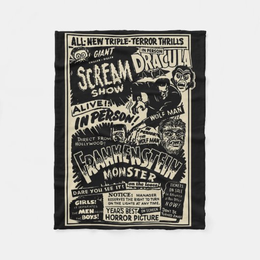 Horror Movie Monster Mummy Dracula Werewolf Franke Fleecedecke (Vorderseite)