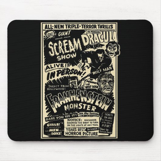 Horror Movie Monster Mummy Dracula Werewolf Franke Mousepad (Vorne)
