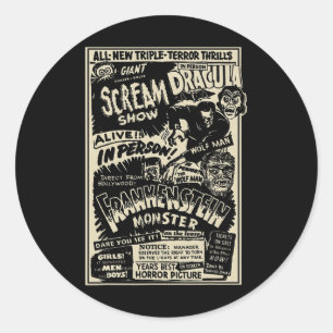 Horror Movie Monster Mummy Dracula Werewolf Franke Runder Aufkleber