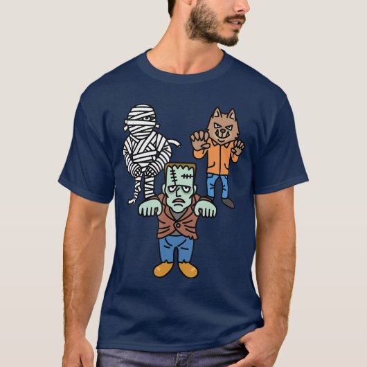 Horror Movie Monster Mummy Werewolf Frankenstein C T-Shirt (Vorderseite)