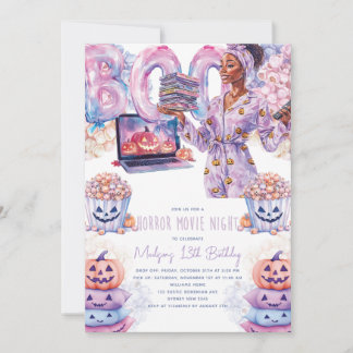 Horror Movie Night Afro Halloween Geburtstag Einladung