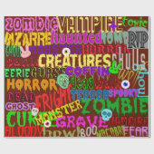 Horror Movie Style Words Collage Geschenkpapier (Flach)