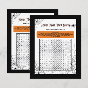 Horror Movie Word Search for Adult Halloween-Party