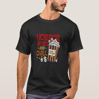 Horror Movies and Chill Skull Popcorn lustige Hall T-Shirt