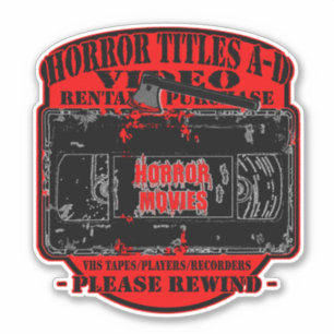 Horror Movies V.H.S Horror Titel A-D R Aufkleber