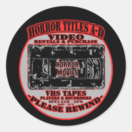 Horror Movies V.H.S Horror Titel A-D Schwarz-weiß Runder Aufkleber