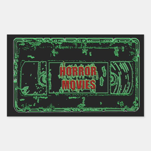Horror Movies VHS-Neon Green Rechteckiger Aufkleber (Vorderseite)