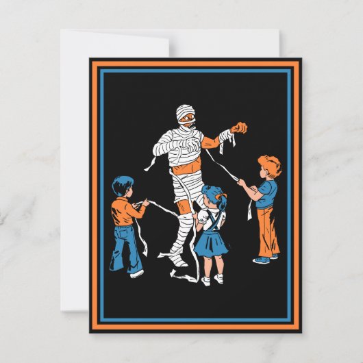 Horror Mummy mit Kindern Feiertagskarte (Vorderseite)
