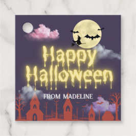 Horror nachts Einladungen zum niedlichen Halloween Geschenkanhänger