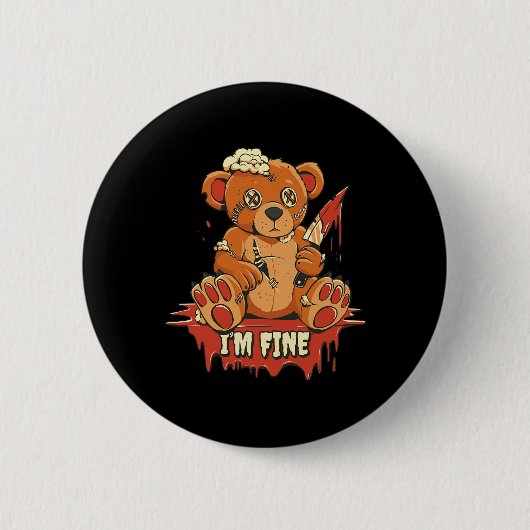 Horror Niedlich Vampire I'm Fine Bar Halloween Cam Button (Vorderseite)