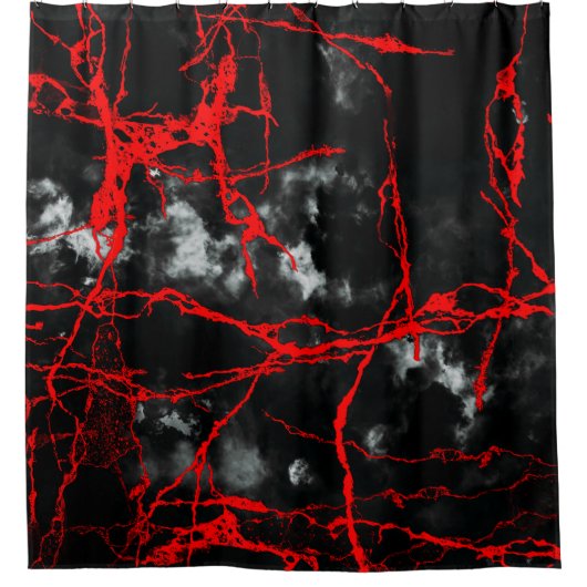 Horror Night Goth - Schwarz und Weiß, Rot Duschvorhang (Vorderseite)