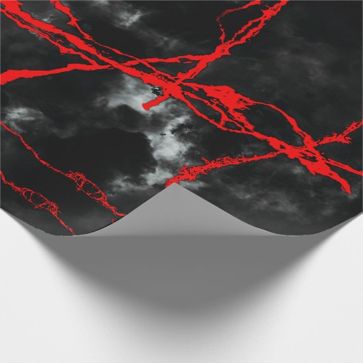 Horror Night Goth - Schwarz und Weiß, Rot Geschenkpapier (Ecke)