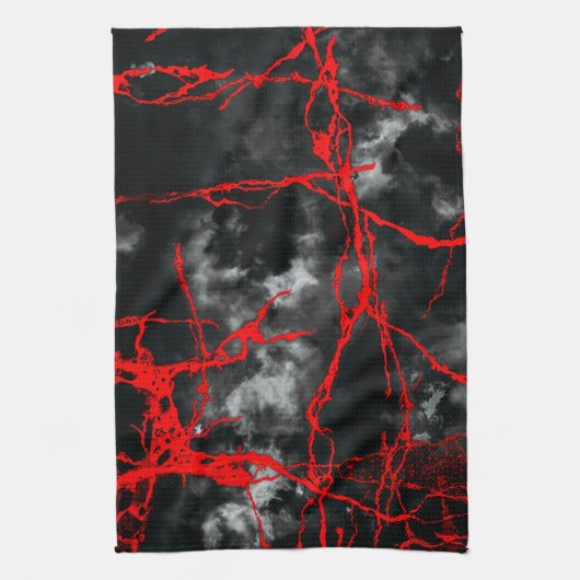 Horror Night Goth - Schwarz und Weiß, Rot Geschirrtuch (Vertikal)