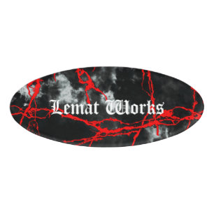 Horror Night Goth - Schwarz und Weiß, Rot Namenschild