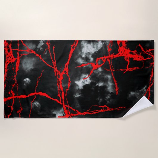 Horror Night Goth - Schwarz und Weiß, Rot Strandtuch (Vorderseite)