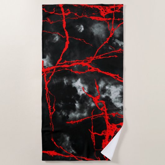 Horror Night Goth - Schwarz und Weiß, Rot Strandtuch (Vorderseite)