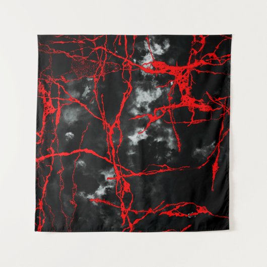 Horror Night Goth - Schwarz und Weiß, Rot Wandteppich (Vorderseite (Horizontal))