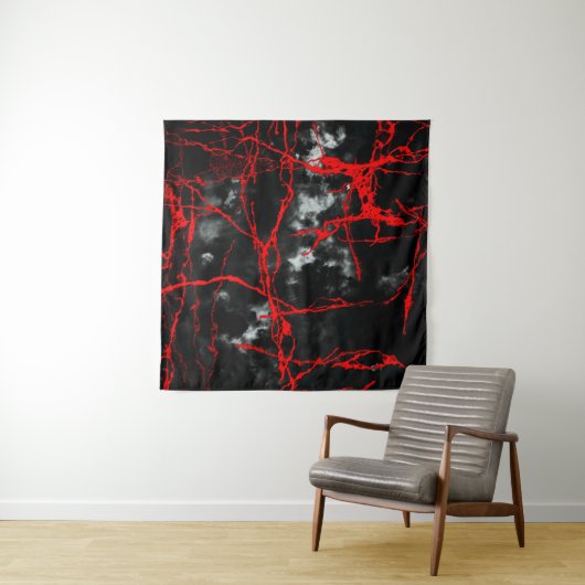 Horror Night Goth - Schwarz und Weiß, Rot Wandteppich (Beispiel (Horizontal))