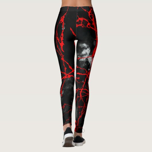 Horror Night Goth - Schwarzweiß, Rot Leggings (Rückseite)