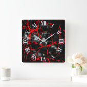 Horror Night Goth - Schwarzweiß, Rot Quadratische Wanduhr (Zuhause)