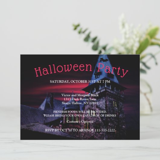 Horror Night Halloween-Party Einladung (Stehend Vorderseite)