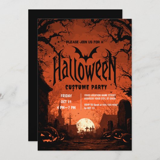 Horror Night Halloween-Party Einladung (Vorne/Hinten)