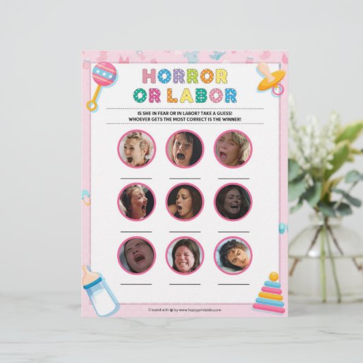 Horror oder Arbeit [Kindergrundfarbe rosa] Briefbogen (Stehend Vorderseite)