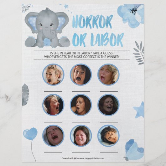 Horror oder Arbeitskraft [Baby Elephant [blau] Briefbogen (Vorderseite)
