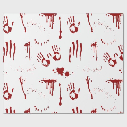 Horror Psycho Bloody Handprints Blutspatter Geschenkpapier (Flach)