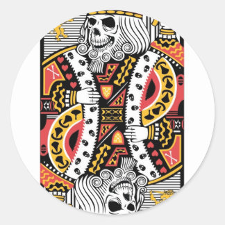 Horror Skeleton King Playing Card Runder Aufkleber