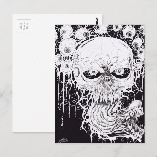Horror Skull Art Postkarte (Vorne/Hinten)