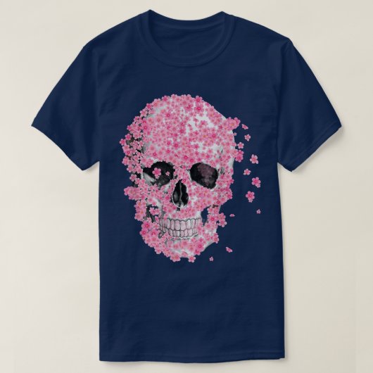 , Horror Skull Cherry Blossom, Japanese Sakura T-Shirt (Design vorne)