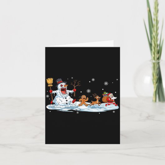 Horror Snowman Christmas Reindeer Gingerbread Sant Karte (Vorderseite)