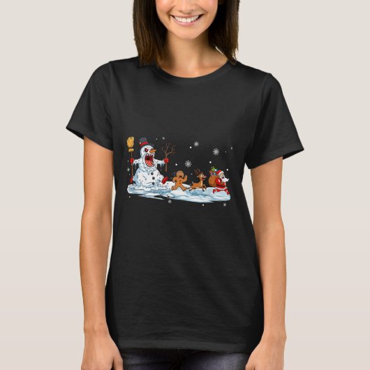 Horror Snowman Christmas Reindeer Gingerbread Sant T-Shirt (Vorderseite)