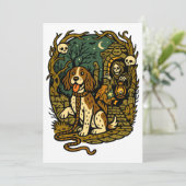 Horror Spooky Skeleton Dog Aesthetic Einladung (Stehend Vorderseite)