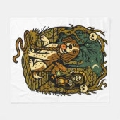 Horror Spooky Skeleton Dog Aesthetic Fleecedecke (Vorderseite (Horizontal))