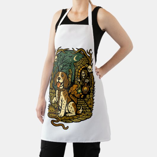 Horror Spooky Skeleton Dog Aesthetic Schürze (InSitu)