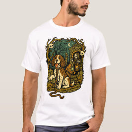 Horror Spooky Skeleton Dog Aesthetic T-Shirt