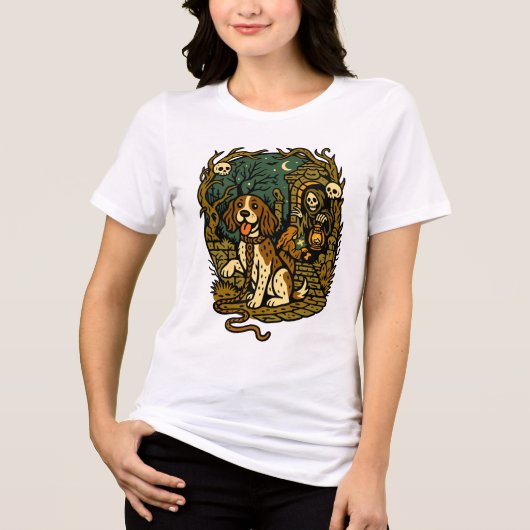 Horror Spooky Skeleton Dog Aesthetic Tri-Blend Shirt (Vorderseite)